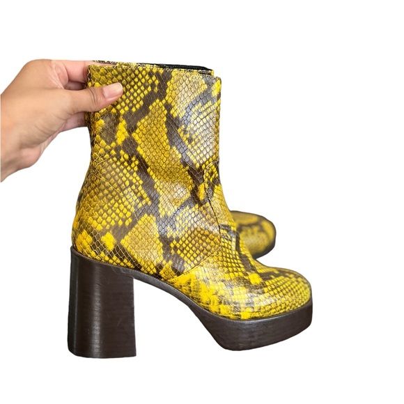 REVOLVE x Simon Miller Yellow Snakeskin Platform Heeled Boots - Picture 12 of 15